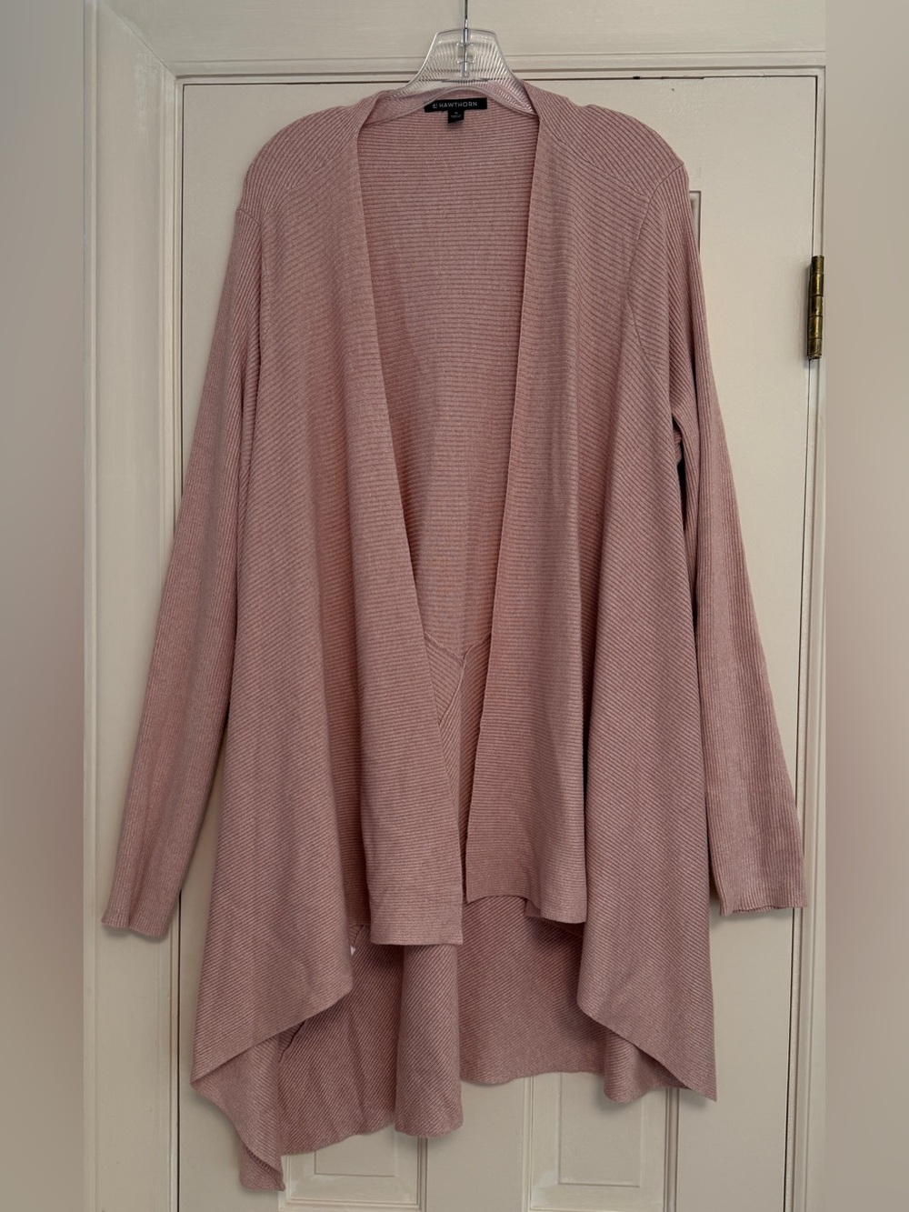 41 Hawthorn XL Blush Pink Waterfall Cardigan Draped Asymmetrical Hem